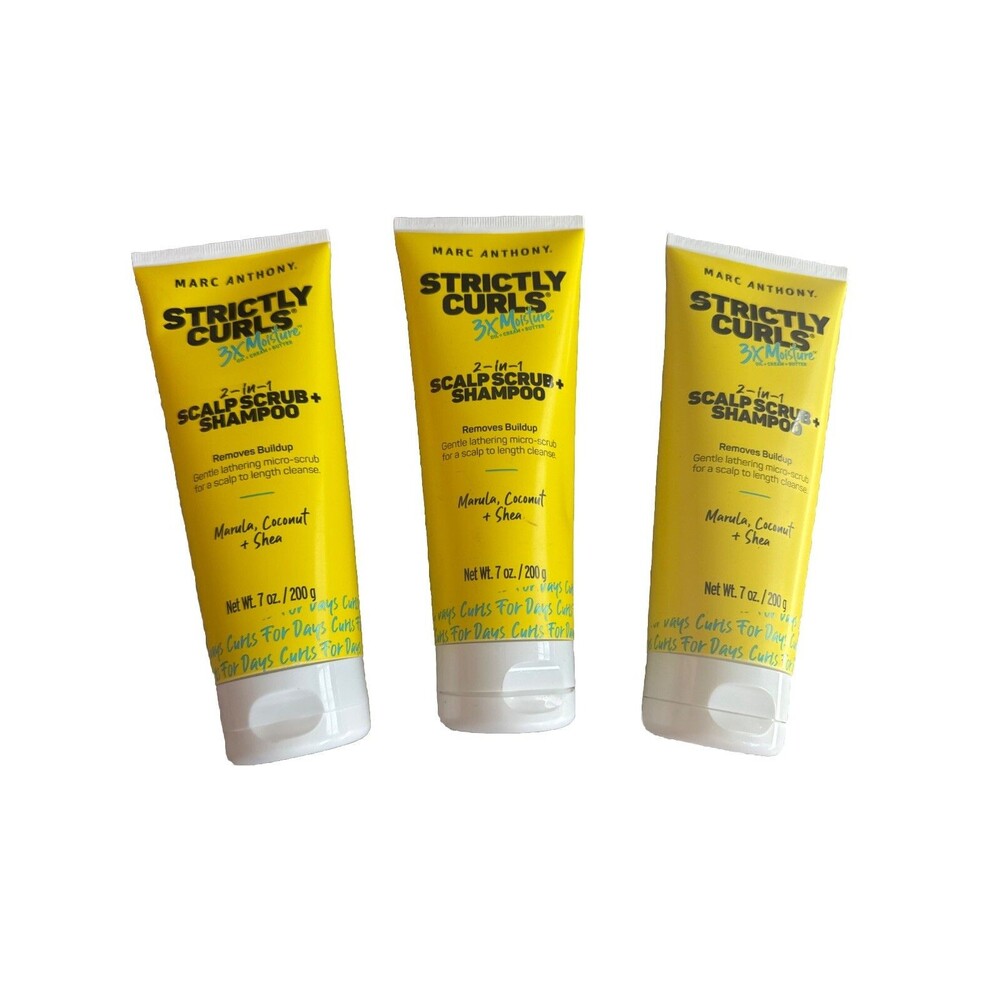 3 Marc Anthony Strictly Curls 2-in-1 Scalp Scrub Shampoo Marula Shea 7oz New
